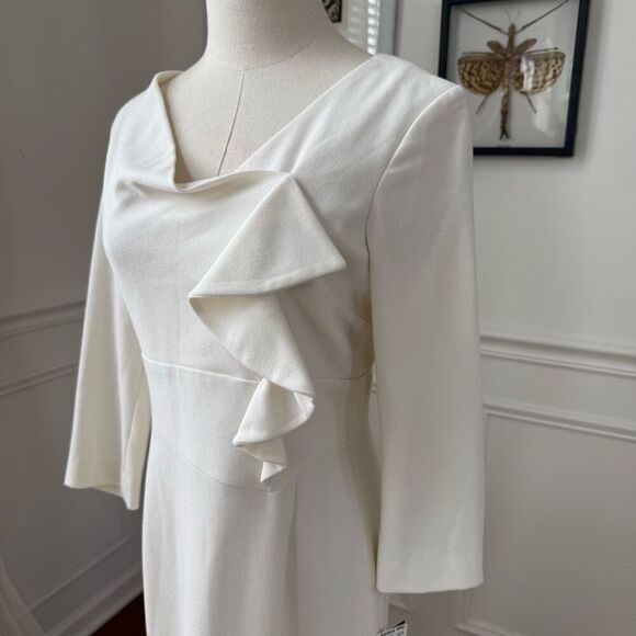 NWT Adriana Papell Ivory Semi Ruffle Sheath Dress $138 2 - Picture 3 of 7
